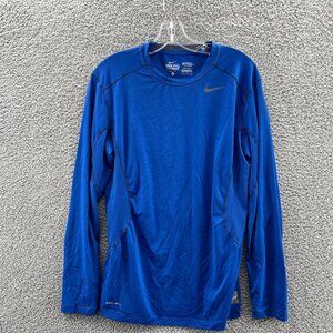Nike Pro Combat Long Sleeve Shirt Mens Medium Dri Fit Blue Fitted Compression